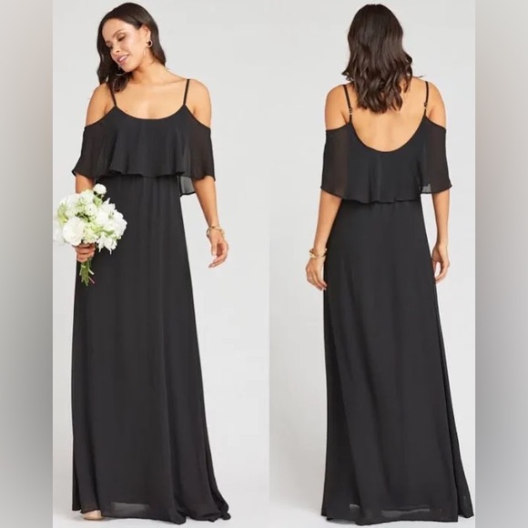 Show Me Your Mumu Black Maxi Dress Ruffle Sleeve - SMALL - Picture 4 of 4